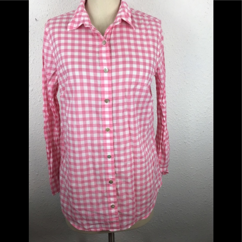 Vineyard vines long sleeve plaid blouse si…